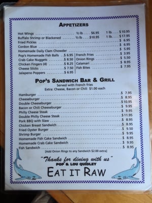 Menu photo 8 Pop's Raw Bar & Restaurant Buxton, NC