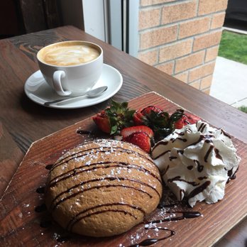 PappaRoti - Strawberry Fields bun and cappuccino. - Coffee & Tea Near Me - Vancouver, British Columbia