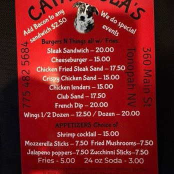 Catahoulas - Menu - Burgers Near Me - Tonopah, Nevada