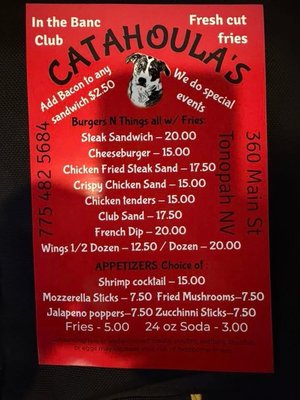Menu photo 2 Catahoulas Tonopah, NV