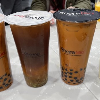Sharetea Fatty Panda - Thai Tea Ice Blended with Pearl (41), Peach Kiwi Tea with Aiyu Jelly (Black) (25) n Honey Lemonade with Aloe Vera (24) - Bubble Tea Near Me - Ambler, Pennsylvania