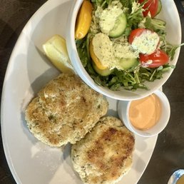 Crab cakes and salad Crab cakes and salad