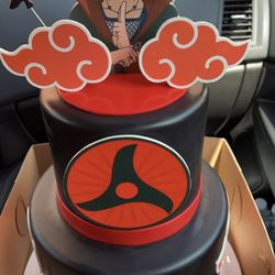 Ele Makes Cakes - Anime- Itachi Uchiha cake - toppings Reese's pieces and strawberry filling