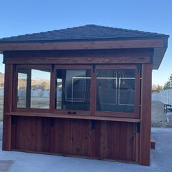 Window that opens up with a built in bar.
