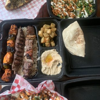 Fufu's Mid East Grill - Zatar Pie, Chicken Shawarma Bowl, Mixed 3 Kabob Plate, and Shawarma Fries - Mediterranean Near Me - Riverside, California