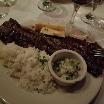Rebecca's - Churrasco with two pieces of burnt, cold yuca fries - Venues & Event Spaces Near Me - Edgewater, New Jersey