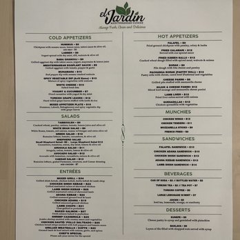 El Jardin - Menu - Middle Eastern Near Me - North Bergen, New Jersey El Jardin - Menu - Middle Eastern Near Me - North Bergen, New Jersey