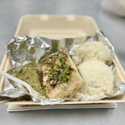 Fresh Off Da Boat By Chef T’s Kitchen - Grilled mahi mahi with taro confit and rice