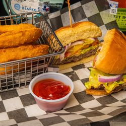 Pour Choices - Cheeseburger and onion rings