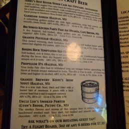 Craft beer menu Craft beer menu