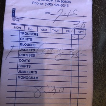 European Tailoring - Receipt - Sewing & Alterations Near Me - Long Beach, California European Tailoring - Receipt - Sewing & Alterations Near Me - Long Beach, California