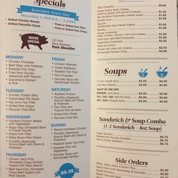 Las Olas Cafe - The menu as of 1/5/2017 - Cuban Near Me - Miami Beach, Florida