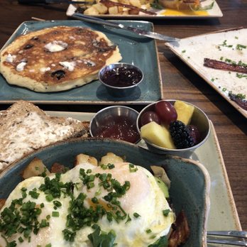 First Watch - Farm skillet. Blueberry pancake. Million dollar bacon and a breakfast sandwich. - Breakfast & Brunch Near Me - Euless, Texas
