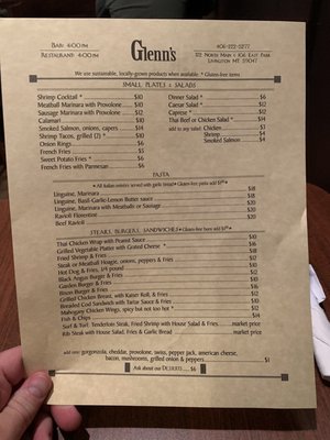 Menu photo 1 Glenn's Livingston, MT Menu photo 1 Glenn's Livingston, MT