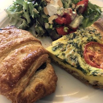 Le Petit Triangle Cafe - Quiche dish with chocolate croissant - French Near Me - Cleveland, Ohio Le Petit Triangle Cafe - Quiche dish with chocolate croissant - French Near Me - Cleveland, Ohio
