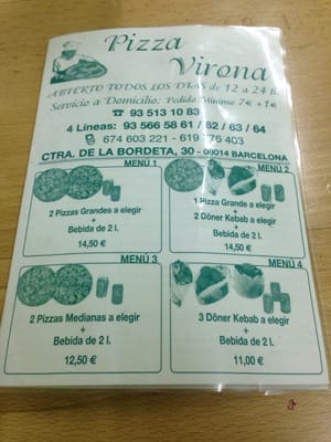Menu photo 2 Virona Barcelona, B Menu photo 2 Virona Barcelona, B