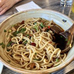 Buen Amigo - The chilli oil beef rice noodle soup. The meat was amazing, but the soup was okay.