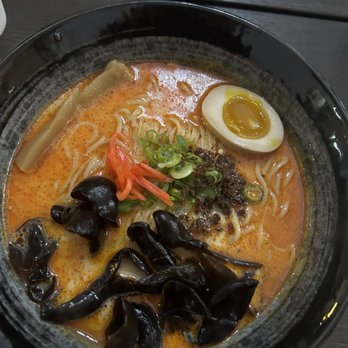 Menya Hosaki - Spicy tonkotsu ramen (woodear mushrooms subbed for pork) - Ramen Near Me - Washington, DC, District of Columbia Menya Hosaki - Spicy tonkotsu ramen (woodear mushrooms subbed for pork) - Ramen Near Me - Washington, DC, District of Columbia