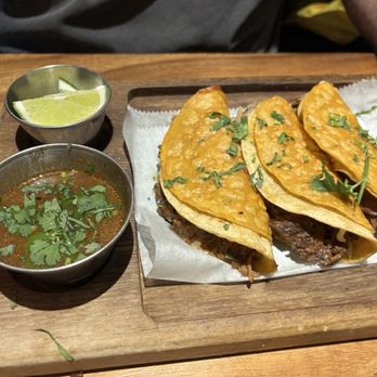 Tlahcos - Beria tacos with dipping sauce I know it didn't spell it right - Mexican Near Me - Plainfield, Indiana