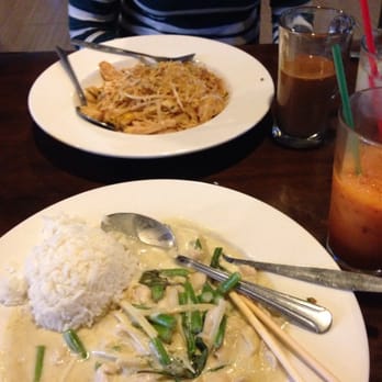 Simi's Cafe - Green Curry Chicken (near) and Pad Tai (far). - Asian Fusion Near Me - Gilbert, Arizona Simi's Cafe - Green Curry Chicken (near) and Pad Tai (far). - Asian Fusion Near Me - Gilbert, Arizona