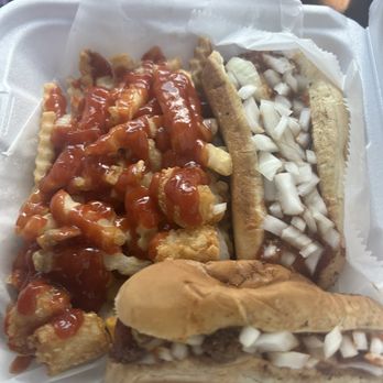 Beach House Grille - Hotdogs are very tasty- fries are crinkle cut and tots added on the side - American Near Me - Mayodan, North Carolina