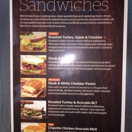 Clean sandwiches menu!! FRONT