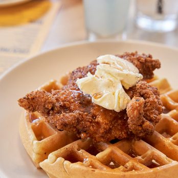Society Burger - Hot Chicken + Waffle from Society's Brunch Menu at Tiger Hill in Broken Arrow - Salad Near Me - Broken Arrow, Oklahoma Society Burger - Hot Chicken + Waffle from Society's Brunch Menu at Tiger Hill in Broken Arrow - Salad Near Me - Broken Arrow, Oklahoma