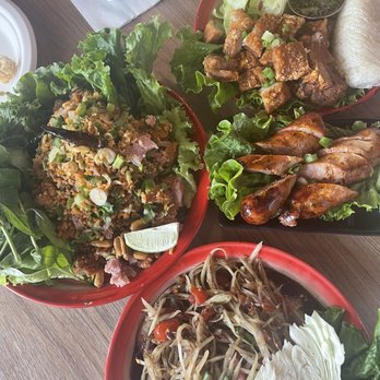 Spicy Joi - Nam Khao/ Crispy Coconut Rice, Lao Sausage, Crispy Pork Belly, Tum Makhoung/Papaya Salad - Sandwiches Near Me - Concord, California Spicy Joi - Nam Khao/ Crispy Coconut Rice, Lao Sausage, Crispy Pork Belly, Tum Makhoung/Papaya Salad - Sandwiches Near Me - Concord, California