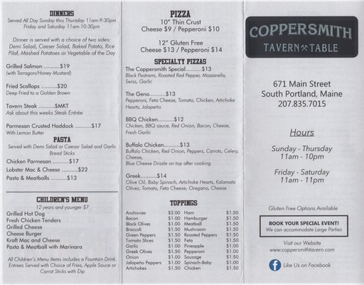 Menu photo 7 Coppersmith Tavern & Table South Portland, ME
