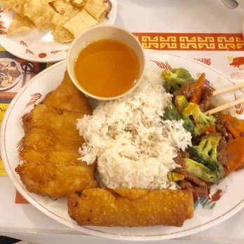 Happy Guy Chinese Cuisine - Lemon Chicken and Beef Broccoli Combo Dinner - Chinese Near Me - San Antonio, Texas