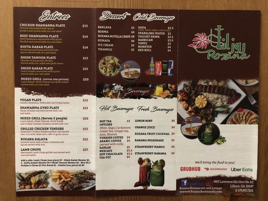 Menu photo 5 Rozana Restaurant and Hookah Lounge Lilburn, GA