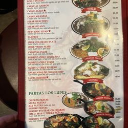 Los Lupes Mexican Restaurant - Partial menu