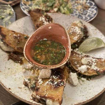 Caló Kitchen + Tequila - Beef Queso Tacos birria style. So gooood - Cocktail Bars Near Me - Costa Mesa, California
