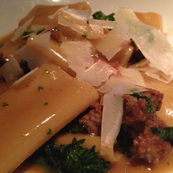 MC Kitchen - Rustichella d'Abbruzzo Paccheri: housemade spicy italian sausage, broccoli rabe, pickled onions, pecorino romano - Italian Near Me - Miami, Florida