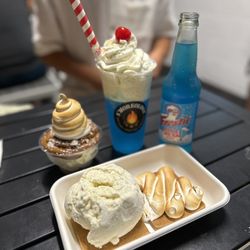Salty Ex S'more;  Frostie Blue Cream Soda float;  artic smore