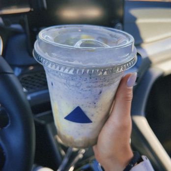 Cafe Blue - Iced black sesame latte w/ almond milk (they have whole, almond, and oat milk options) - Coffee Roasteries Near Me - Duluth, Georgia