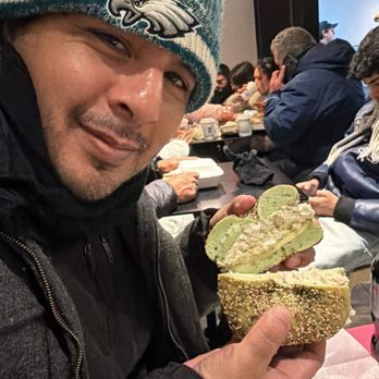 Liberty Bagels - Jalapeño bagel with chicken salad - Bagels Near Me - New York, New York Liberty Bagels - Jalapeño bagel with chicken salad - Bagels Near Me - New York, New York