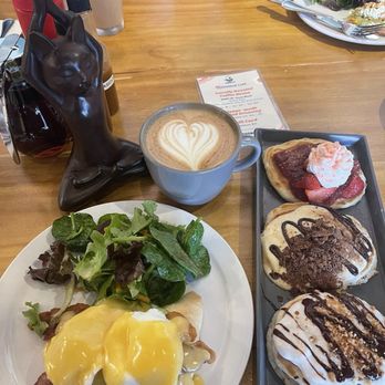 Egghead Cafe - Cali Cali eggs Benedict / pancake trio / vanilla bean latte / side of yoga cat! - Coffee & Tea Near Me - Honolulu, Hawaii Egghead Cafe - Cali Cali eggs Benedict / pancake trio / vanilla bean latte / side of yoga cat! - Coffee & Tea Near Me - Honolulu, Hawaii