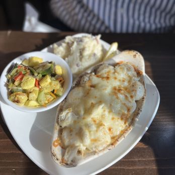 Miller's Waterfront Restaurant - Baked scallops with mashed potatoes and the veggie of the day - Seafood Near Me - Nags Head, North Carolina