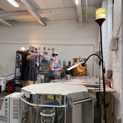 Jim Loewer Glass - Demonstrating and helping Lorri