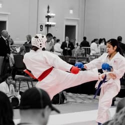 Ramtown Karate - Kiera kicking her way to the gold medal. The impact of her powerful roundhouse kicks could be heard two rings away as she scored