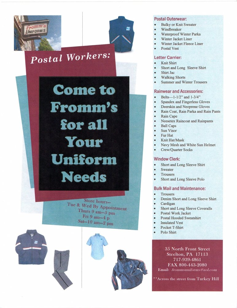 FROMM’S UNIFORM STORE Updated April 2024 995 Eisenhower Blvd