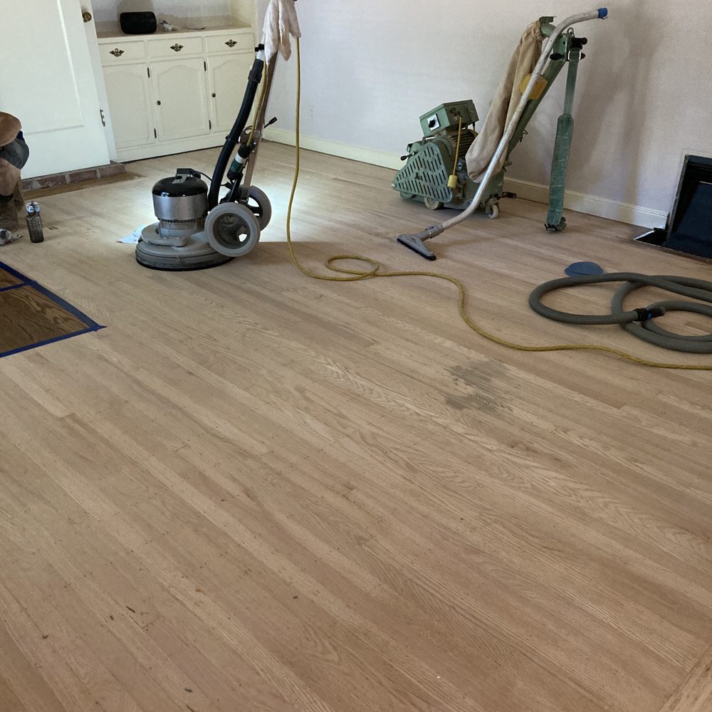 Thibodeau Floors - The spot with the oblong stain before staining. Notice there's no stain and it's roughly the width of the buffer... - Flooring Near Me Thibodeau Floors - The spot with the oblong stain before staining. Notice there's no stain and it's roughly the width of the buffer... - Flooring Near Me