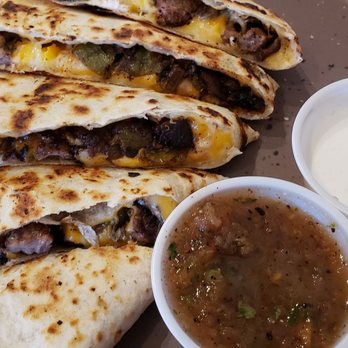 Casitas Cafe - Carne asada quesadilla w/their signature salsa & crema! - Coffee & Tea Near Me - Ruidoso, New Mexico