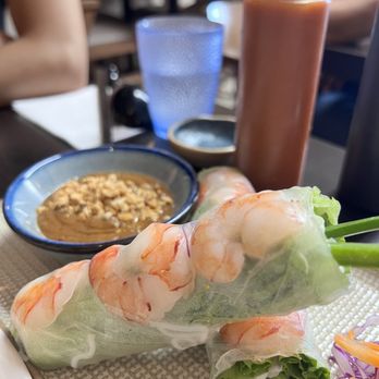 Dear Saigon - a plate of food and a drink on a table - Vietnamese Near Me - Richmond Hill, Ontario