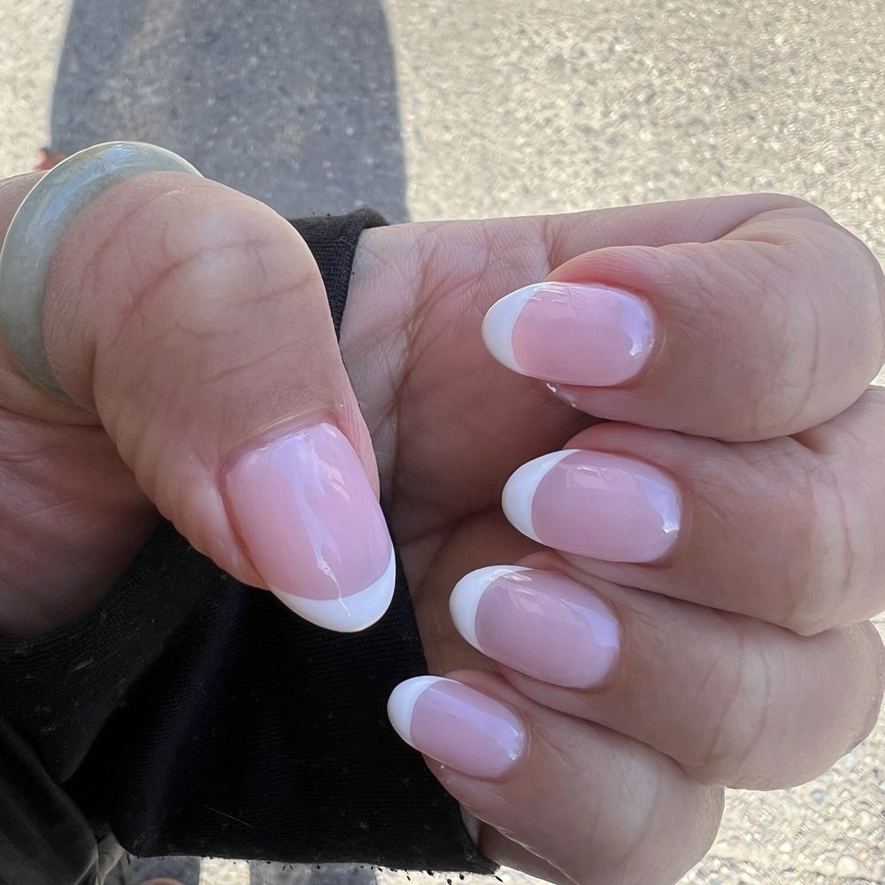 Apple Nails and Spa - Soft gel-x shaped almond with French tip - Nail Salons Near Me - New York, New York