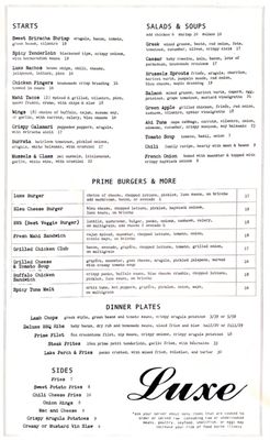 Menu photo 1 Luxe Bar & Grill Birmingham, MI Menu photo 1 Luxe Bar & Grill Birmingham, MI