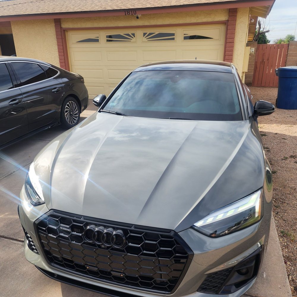 Tint%: 50% windshield, 20% fronts, 5% rear & rear windshield. Tint%: 50% windshield, 20% fronts, 5% rear & rear windshield.