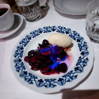 Le Coucou - Cherries Jubilée ($18) black cherries, vanilla ice cream, and kirsch. Smaller than most with stronger kirsch. Good. - French Near Me - New York, New York Le Coucou - Cherries Jubilée ($18) black cherries, vanilla ice cream, and kirsch. Smaller than most with stronger kirsch. Good. - French Near Me - New York, New York