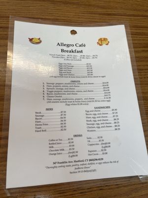 Menu photo 1 Allegro Cafe Hartford, CT Menu photo 1 Allegro Cafe Hartford, CT